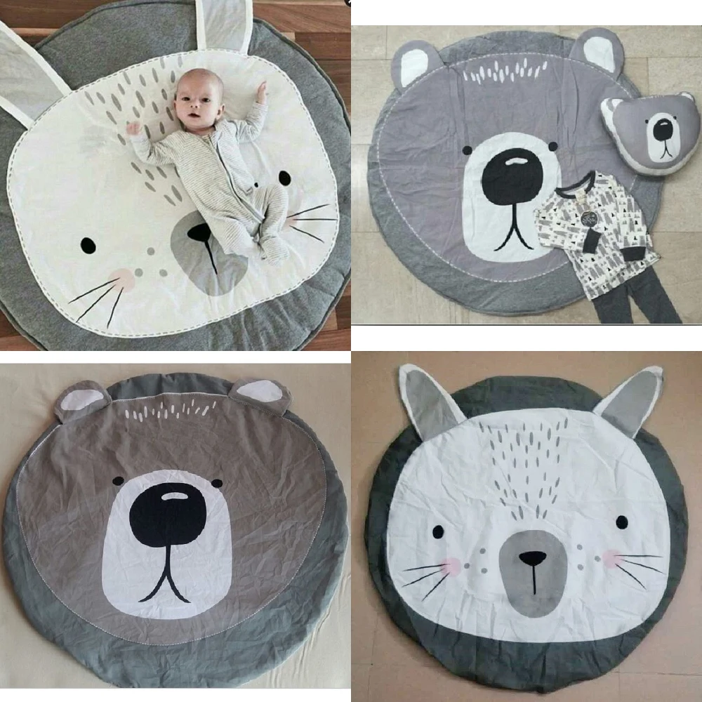 

Cartoon Animals Rabbit Bear Quilted Play Mats Baby Blanket Carpet Rug Children Bed Room Decoration Nordic Style Kids Room Decor