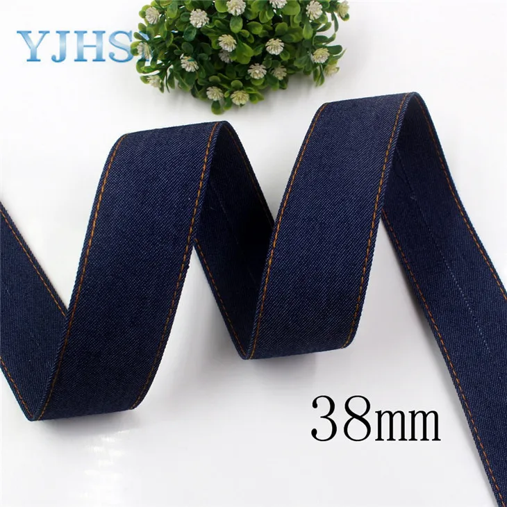 I-19218-381 YJHSMY I-19218-373, 5 ярдов 3/" 1" 1-1/" двусторонний джемпер из джинсовой ткани, лента, аксессуары и украшения - Цвет: I-19218-381