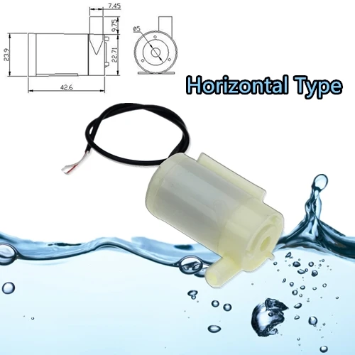 DC 2,5-6 V Низкий уровень шума бесщеточный мотор Pump120L/H Мини Микро погружной водяной насос - Напряжение: Horizontal Type