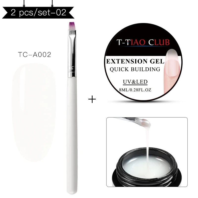 ZH05024 T-TIAO CLUB Poly быстрый набор гелей для ногтей набор инструментов розовый прозрачный обнаженный впитывающий УФ светодиодный гель для ногтей - Цвет: ZH05024
