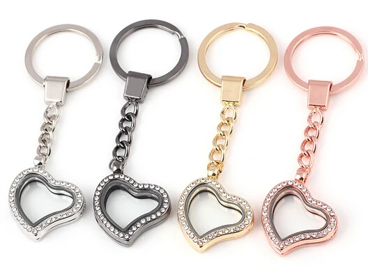 10 шт./лот смешанные цвета Стразы Сердце Медальон Брелок Магнитный стеклянный