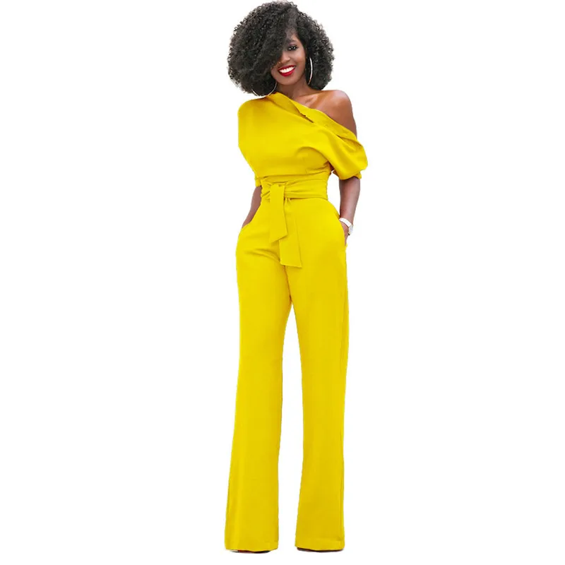 2018 Autumn New Fashion Off the Shoulder Elegant Jumpsuits Women Plus Size Rompers Womens Short Sleeve Female Overalls | Женская одежда