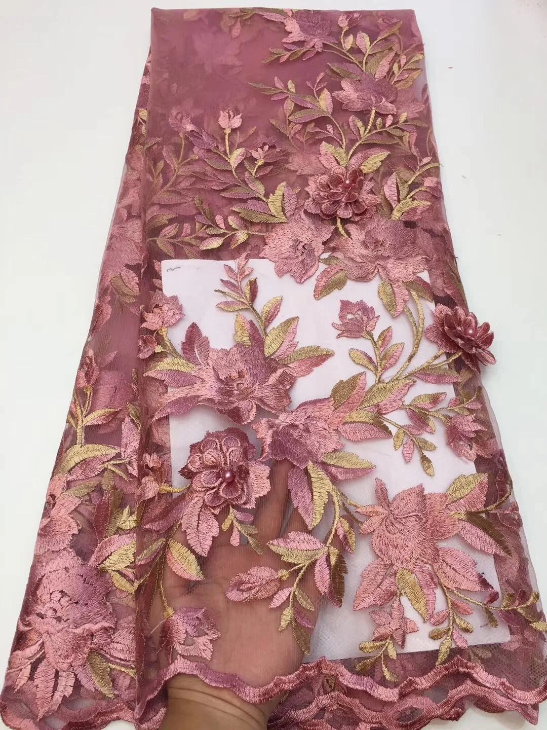 

Wedding Applique Wine Tulle Lace Fabric, Nigerian Lace Fabric 2019 High Quality Lace Bridal Fabric RF443