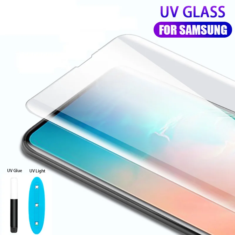Ультрафиолет закаленное стекло для samsung S10 Plus S10e S9 S8 Plus Note 8 Note 9 полное жидкое клеевое Защитное стекло для экрана
