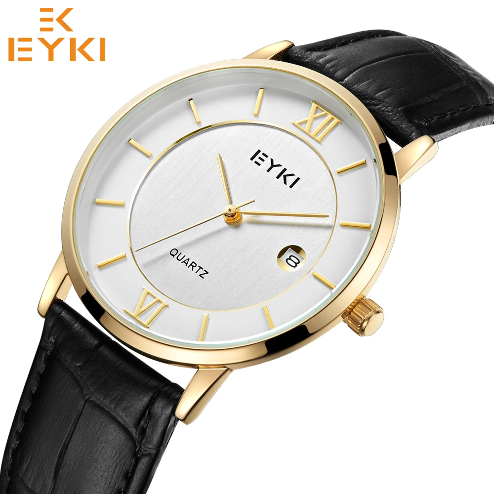 EYKI Fashion Top Brand Mens Women Watches Couple Clock Waterproof Quartz Movement Leather Watch Relogios Masculino Montre Femme | Наручные