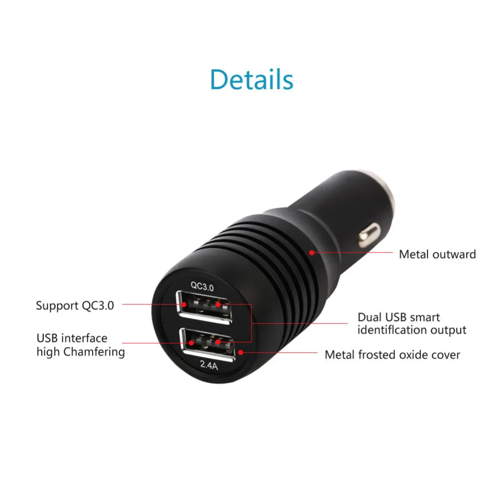 Быстрая зарядка QC3.0 Быстрый 2 0 два порта выход USB Автомобильное зарядное