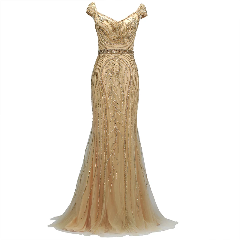 Женское вечернее платье ALacati Золотое с рыбим хвостом благородное событие банкет