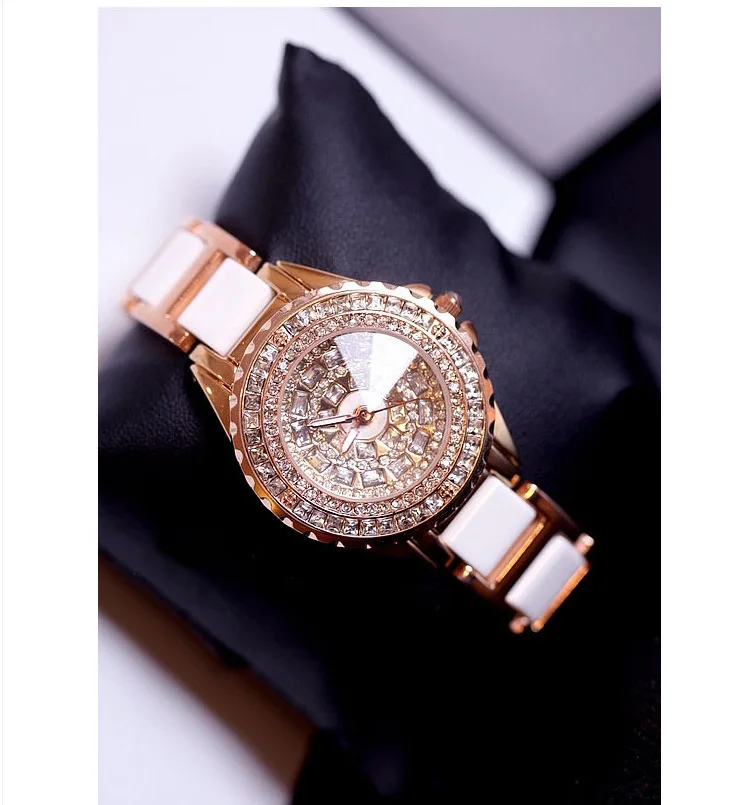 Essential 2017 Новая мода белый роскошный Часы Для женщин со стразами Керамика Кристалл