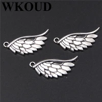10pcs silver plated angel wings pendants retro bracelet necklace diy charm metal jewelry handicraft making 1331mm a254