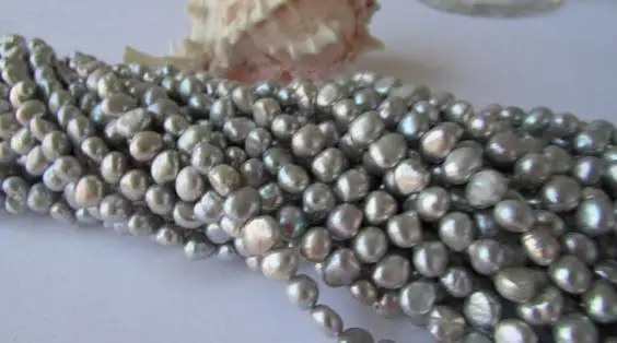 АА серый цвет картофеля пресноводного жемчуга пряди DIY Ювелирные изделия