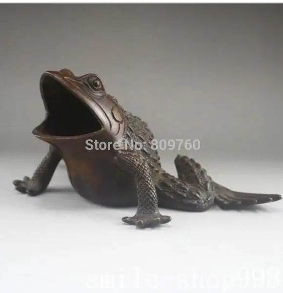 67110213 + Китай Китайский Народная Фэншуй бронза Медь Животных Лягушка Жаба Статуя