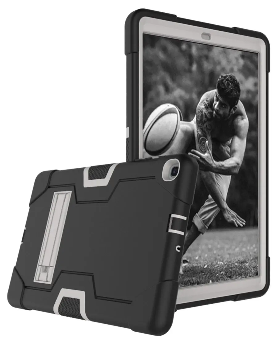 BlackH Детский безопасный бронированный силиконовый чехол для samsung Galaxy Tab A 10,1 SM-T510 SM-T515 T510 T515 защитный чехол для планшета+ пленка+ ручка - Цвет: BlackH