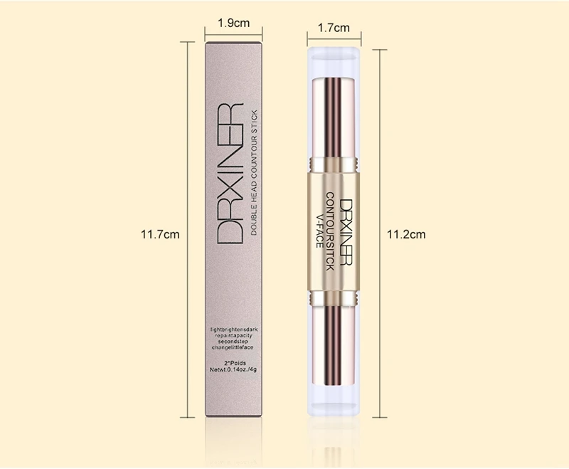 DRXINER макияж Сливочный двухсторонний 2 в 1 контурная палочка V-face макияж изюминка мерцающий Макияж Блеск Хайлайтер с эффектом загара