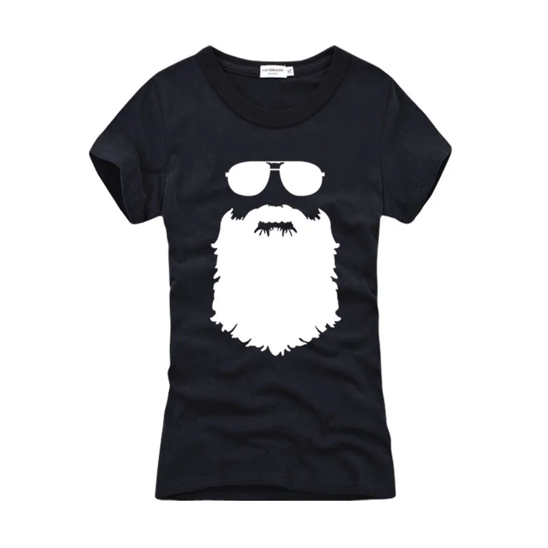 Intreeting футболка с рисунком бороды и очков женская короткими рукавами облегающая