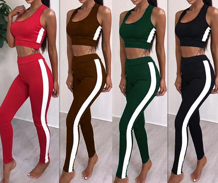 Комплект из 2 предметов женский укороченный топ леггинсы комбинезон безрукавка с