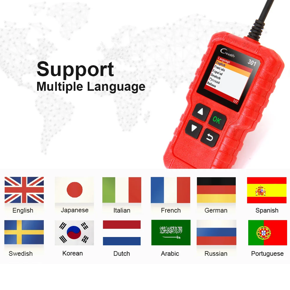 LAUNCH X431 считыватель кодов Creader 301 полный OBDII/EOBD автоматический диагностический