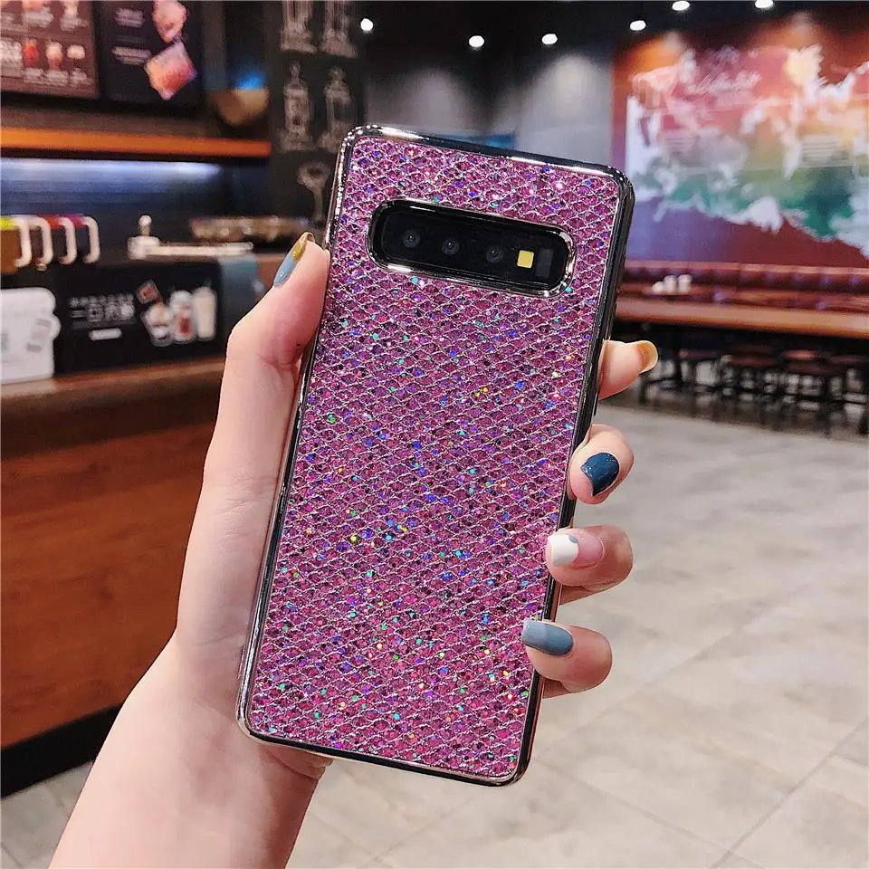 Роскошные 3D блеск мягкий ТПУ с блестками покрытие чехол для samsung S10 S10E S9 плюс S8 iphone