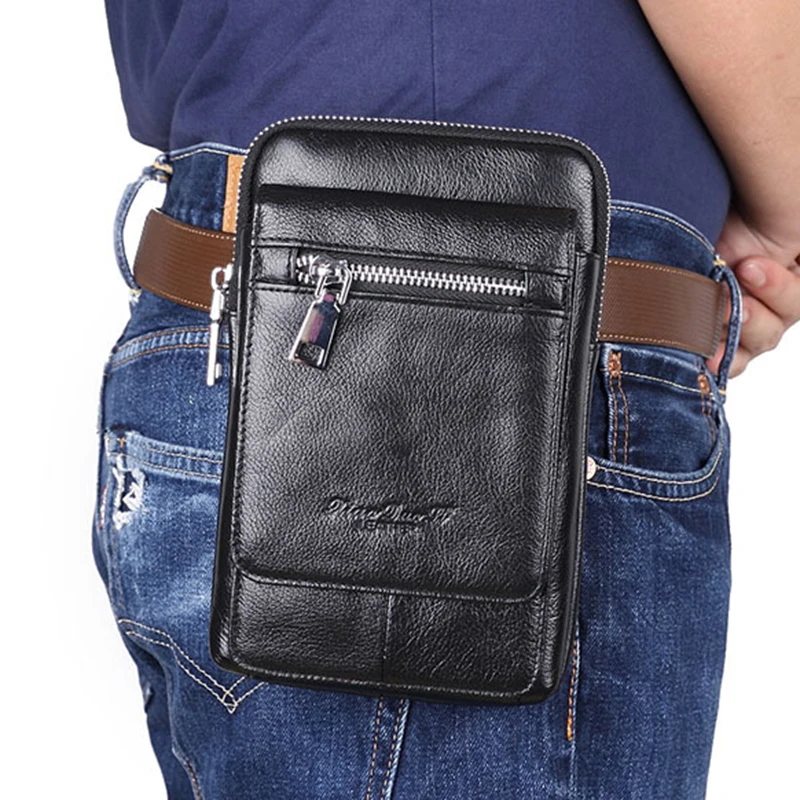 Чехол для сотового телефона из натуральной кожи мужчин поясная сумочка кошелек