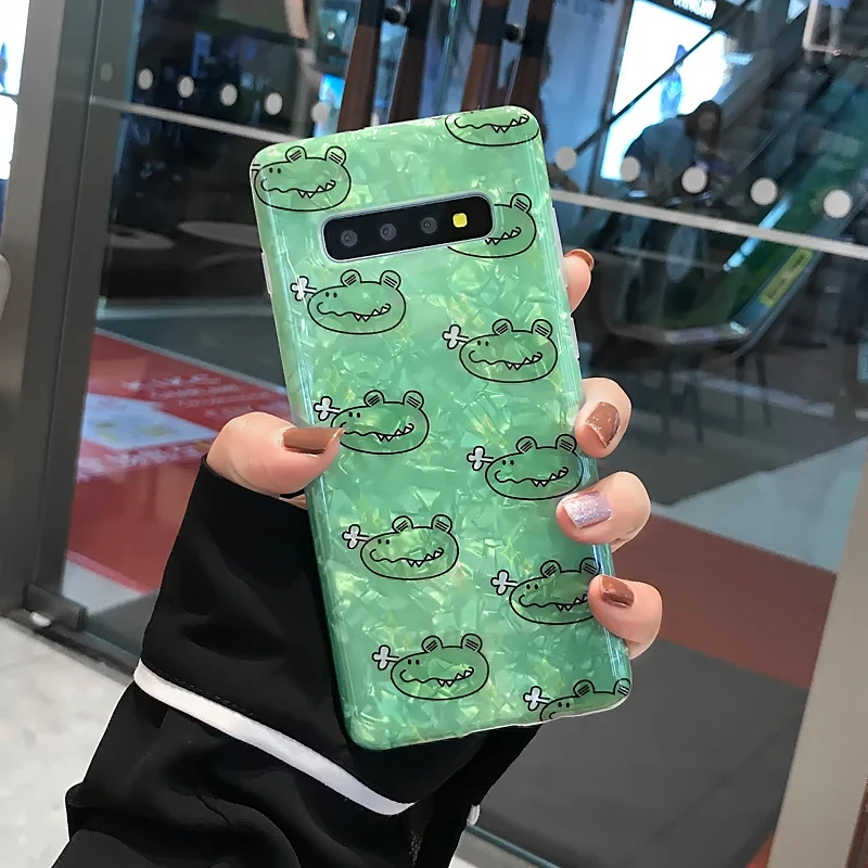 YHBBCASES мягкие чехлы с рисунком крокодила для Samsung Galaxy S8 S9 S10 Plus Модный чехол ракушка