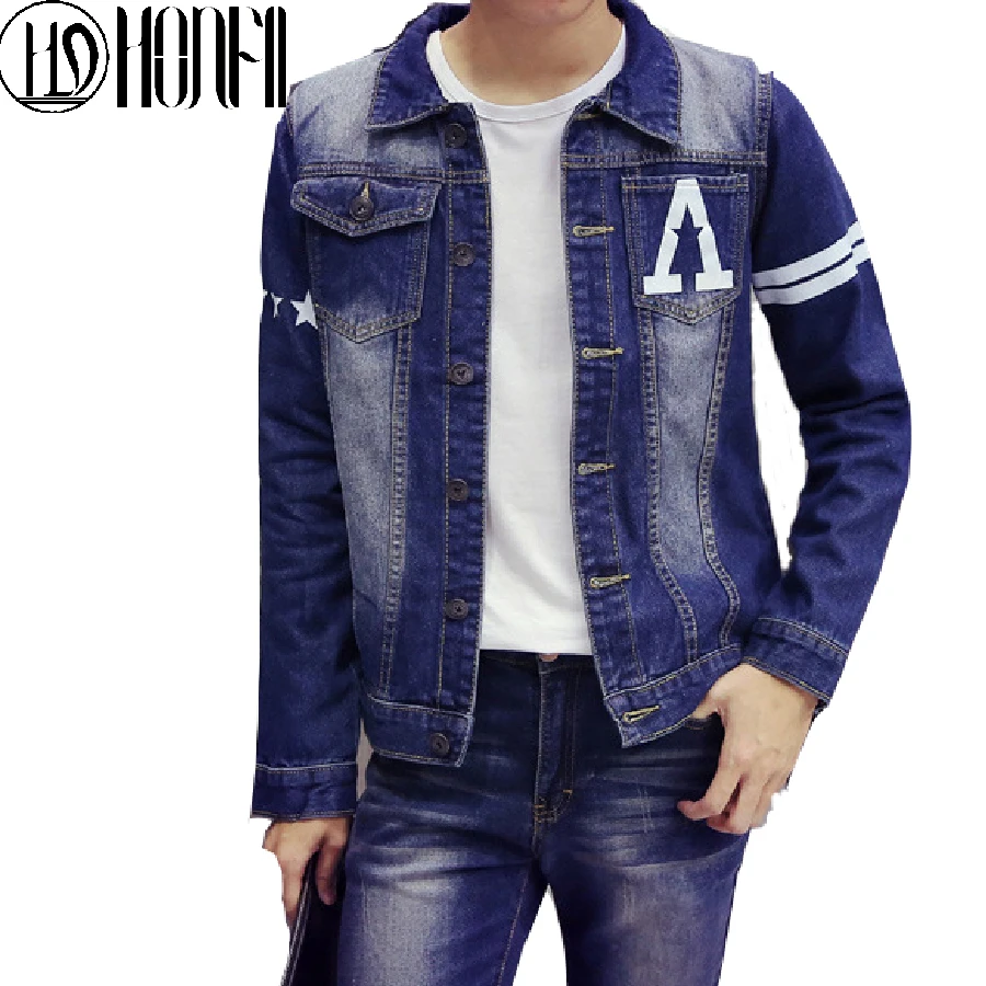 Популярные Мужчины Винтажном Стиле Джинсы Куртки Slim Fit Мужской Turn Down Воротник