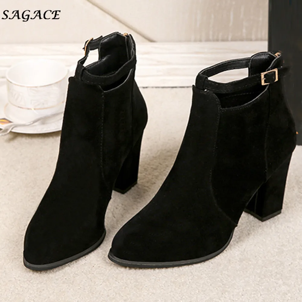 SAGACE/2018 женская обувь с пряжкой женские теплые ботинки ремешком ботильоны на