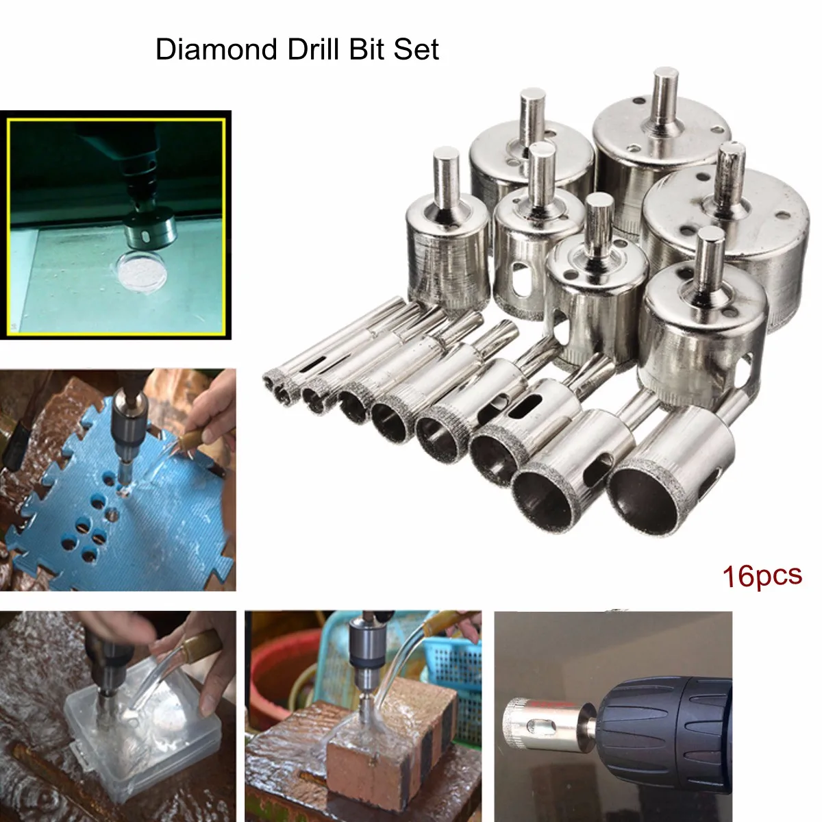 Xnemon 16 шт./компл. 6 мм 50 Diamond отверстие Пилы core Бурильные долото набор плитка