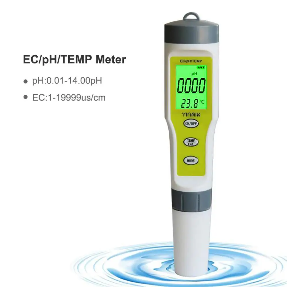Портативный Ph/ec/temp 3 в 1 тестовая ручка ручной Ph значение Ph метр Tds/Ec тест качества воды er для бассейна дома качество воды - Цвет: With backlight