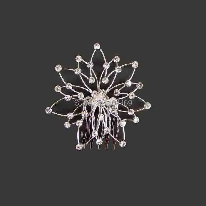 

New 6pcs lot AB crystals wire fashion floral hair ornament comb accessories