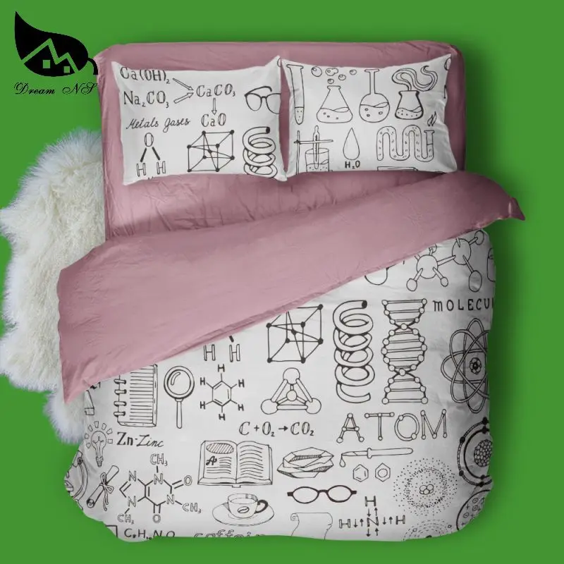 Pink Dream NS GEEK дизайн математика химия и химические уравнения детская комната комплект постельного белья Atom пододеяльник наволочка - Цвет: Pink