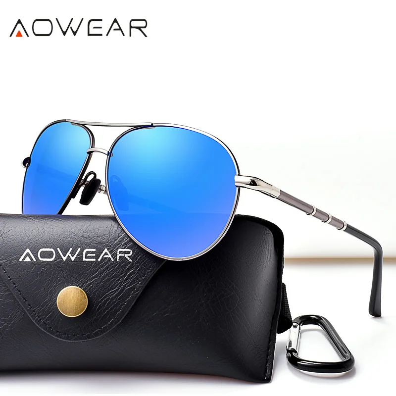 Солнцезащитные очки AOWEAR Мужские поляризационные зеркальные солнечные в стиле