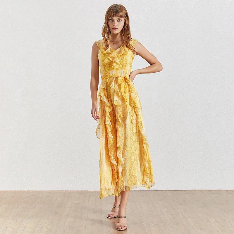 Женское платье без рукавов TWOTWINSTYLE ТРАПЕЦИЕВИДНОЕ винтажное до щиколотки с