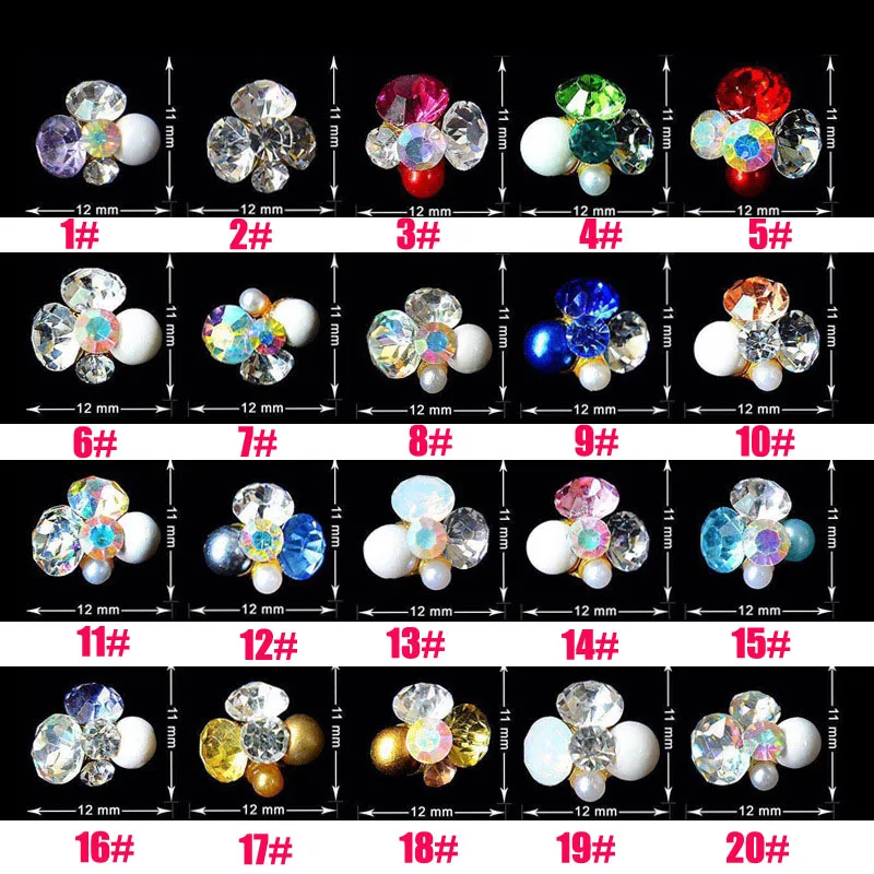 30 цветов украшения для ногтей из сплава со стразами|nail art decorations|alloy nail artalloy |