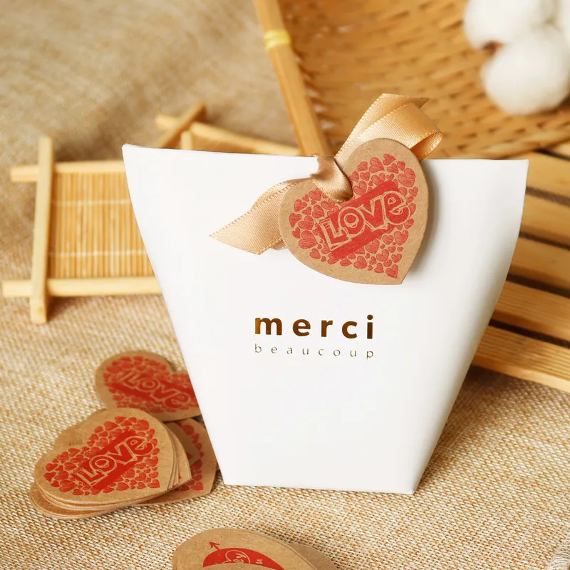 50 шт. крафт-бумажные бирки в форме сердца свадебные подарочные вечерние бумажные