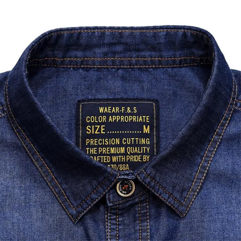 Тонкая джинсовая Повседневная рубашка с коротким рукавом реальным нагрудным