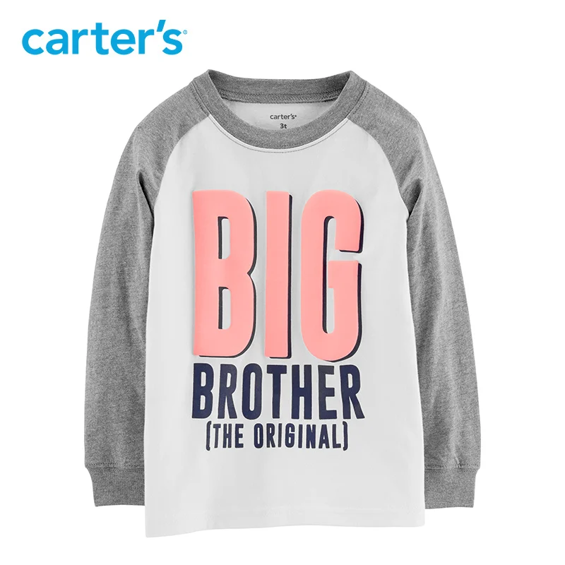 Carters Big Brother Raglan трикотаж Tee 2019 Весенняя футболка с длинными рукавами и надписью