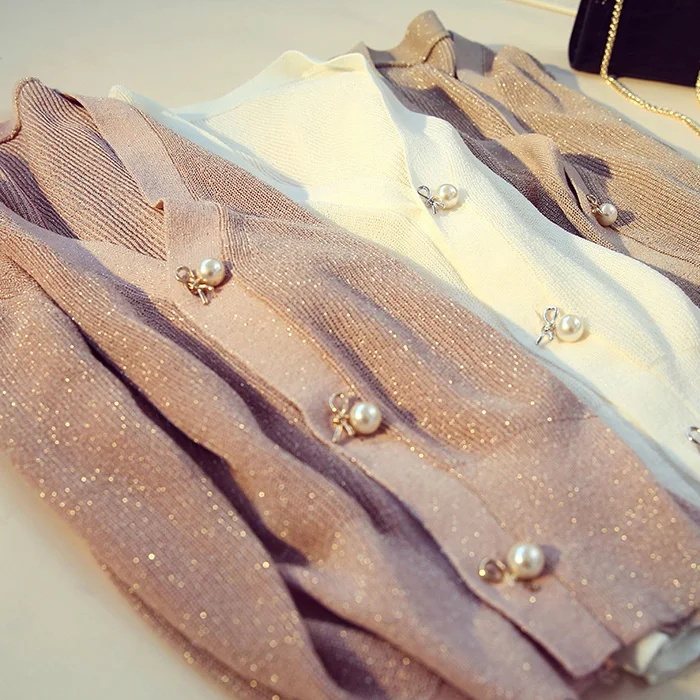 Женский тонкий трикотажный кардиган с V-образным вырезом |