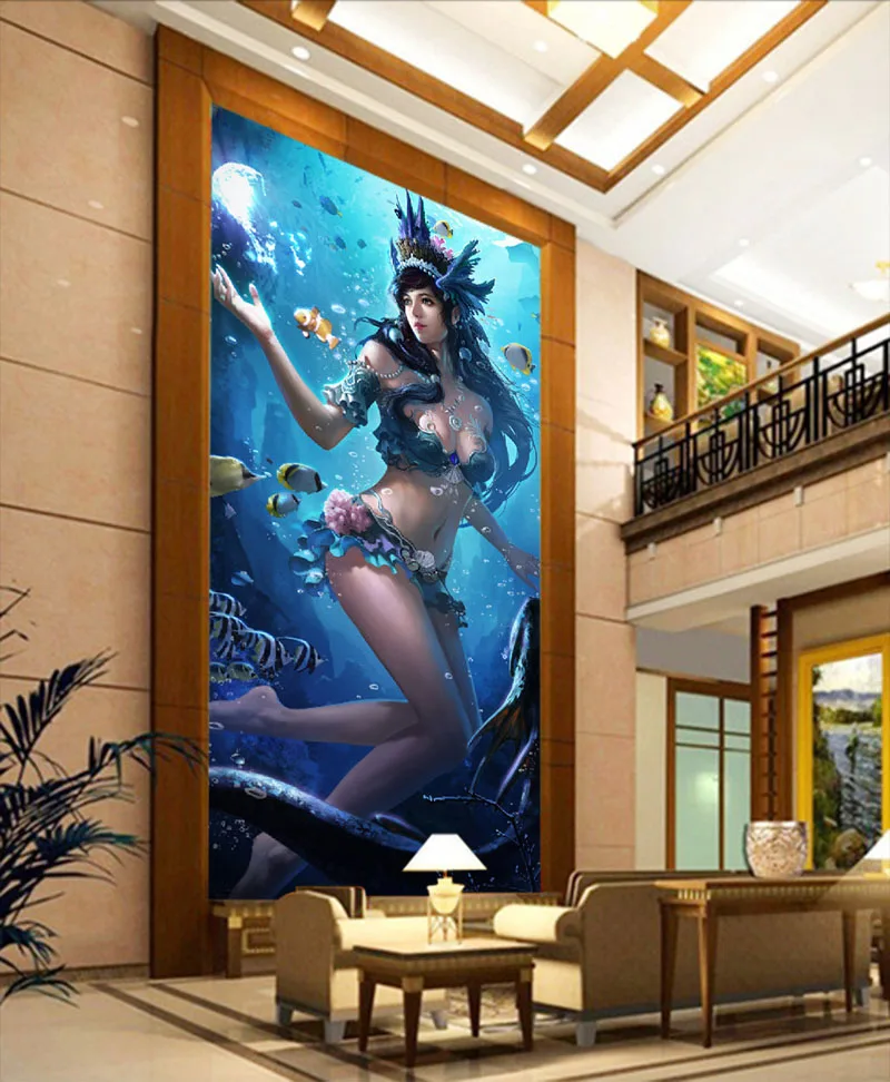 Фэнтези Подводный мир обои 3D фото на заказ океан стены фрески дети Спальня