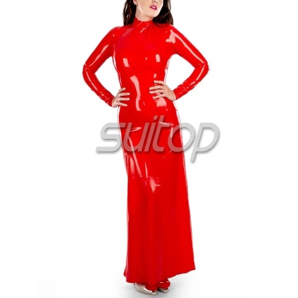 Suitop классические латексные красные длинные платья для женщин|dress for|dress for womenlong dress