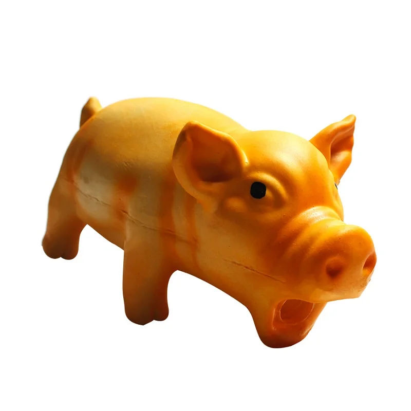 YellowPig2 Забавная свинья латексная пищалка игрушки собака Жевательная устойчивая собака игрушки спильгоед Бонд визжащая свинка курица корова зубы Чистка различные игрушки для домашних животных - Color: YellowPig2