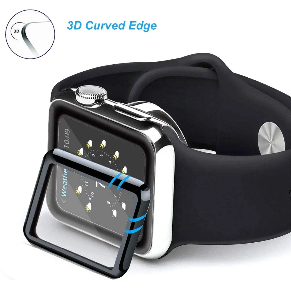 Закаленное стекло для Apple Watch 4 5 44 мм 40 iWatch 3 2 1 42 38 3D 9H защита экрана apple watch