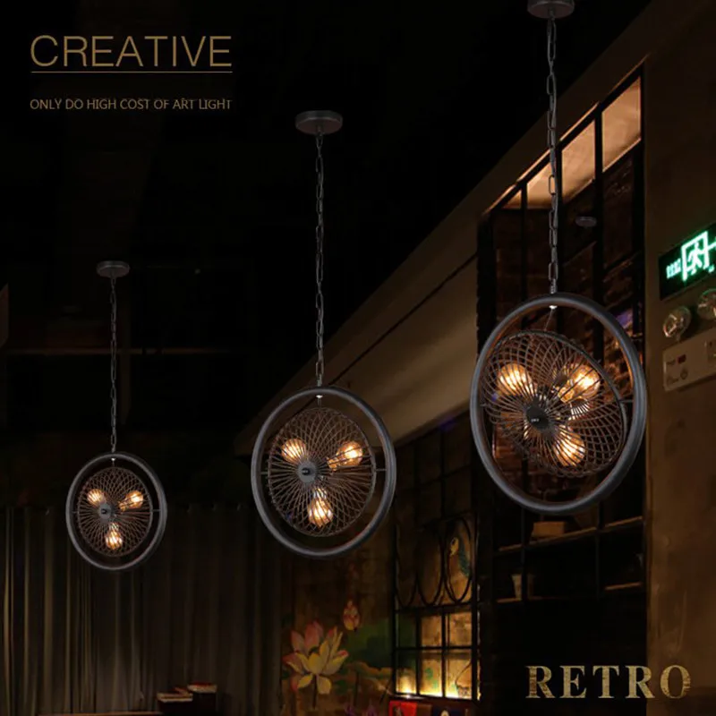 Подвесной светильник в стиле ретро с электрическим вентилятором E27 сельская