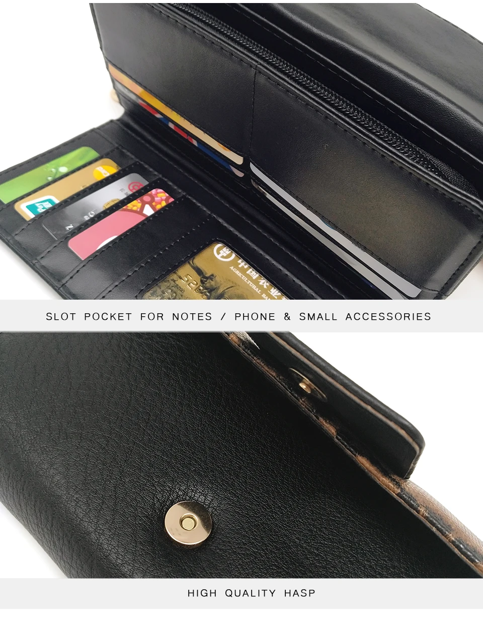 AFKOMST Leopard Women Wallet Long Luxury Solid Coin Purse Credit Card Holder High Quality Clutch Money Bag Walle VKP1524
