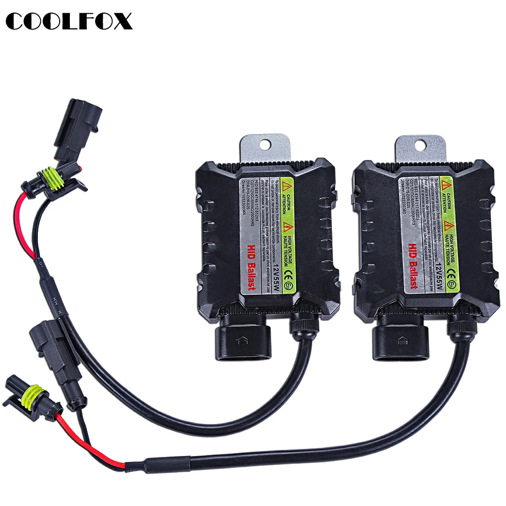 

COOLFOX 2Pcs HID Ballast Digital hid Ballasts Control Ignition Unit Block Transformer For All Xenon Light Kit DC 12v 55w