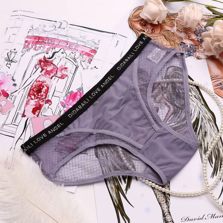 light purple SP& CITY, спортивный стиль, модное сексуальное женское нижнее белье, прозрачные трусики, стринги для секса, с буквенным принтом, хлопковое нижнее белье - Цвет: light purple