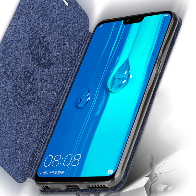Mofi для huawei Y9 2019 чехол Флип кожаный y9 Силиконовая задняя крышка Роскошные случае 6 5