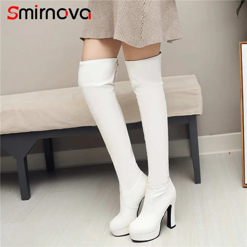 Smirnova новые сапоги на платформе 2020 длинные из искусственной кожи женские теплые