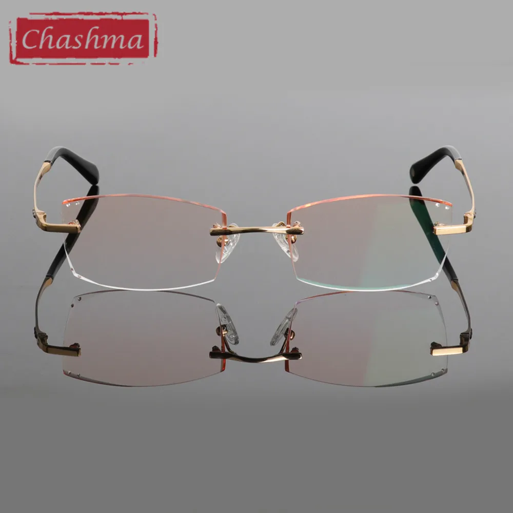 Бренд Chashma стекло для глаз чистый титан без оправы es тонированные линзы мужские