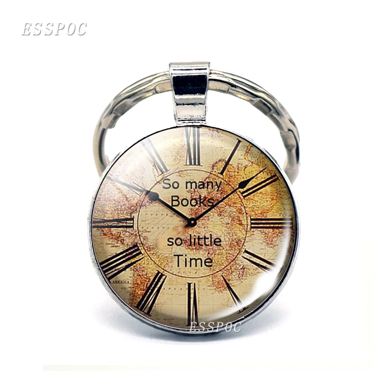 Брелок стеклянный с кабошоном металлический надписью So Little Time подарок для
