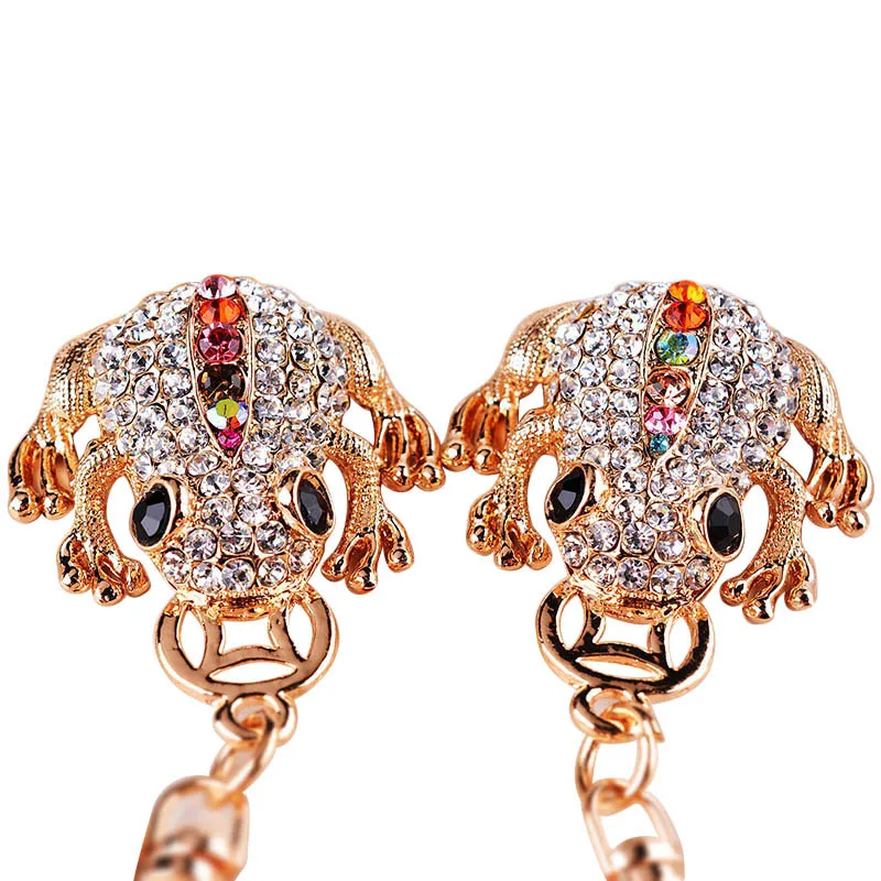 Милый брелок стразы золотая монета лягушка брелки для ключей ключи от машины с