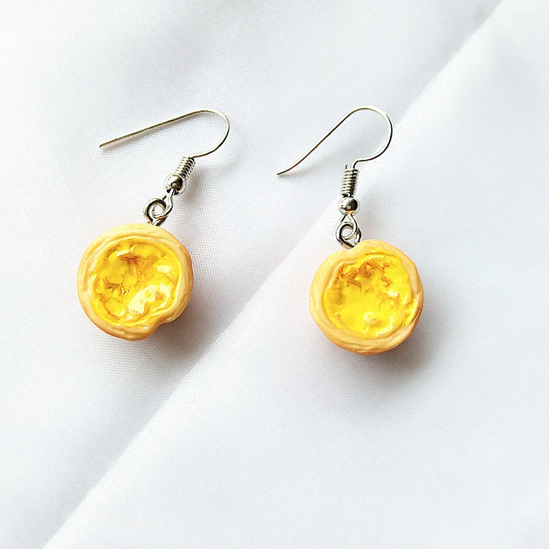 Новые висячие серьги в стиле Ins виде яйца гамбургера молока чая полимерные